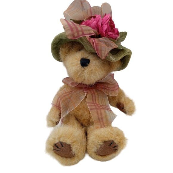Josie K Bearsmark Teddy Bear Boyds Plush Flower Hat 9 Inch Vintage Animal Toy - Picture 1 of 15